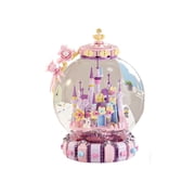 Dreamy Castle Building Block Set with Dust Cover, 700+Pcs Fairy Tale Princess Castle Model Kit, Romantic Desktop Keepsake Decor