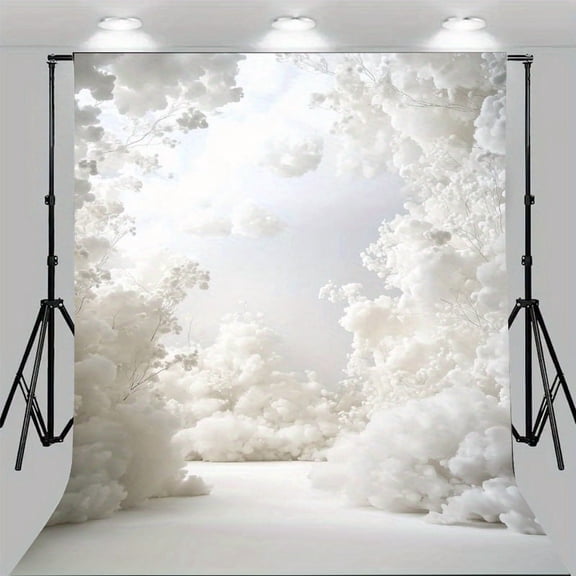 Dreamy Clouds Wedding Backdrop Pastel White Clouds Floral Baby Shower Photography Background Whimsical Cloud Baptism Birthday Party Decorations Banner Supplies Photo Booth Props