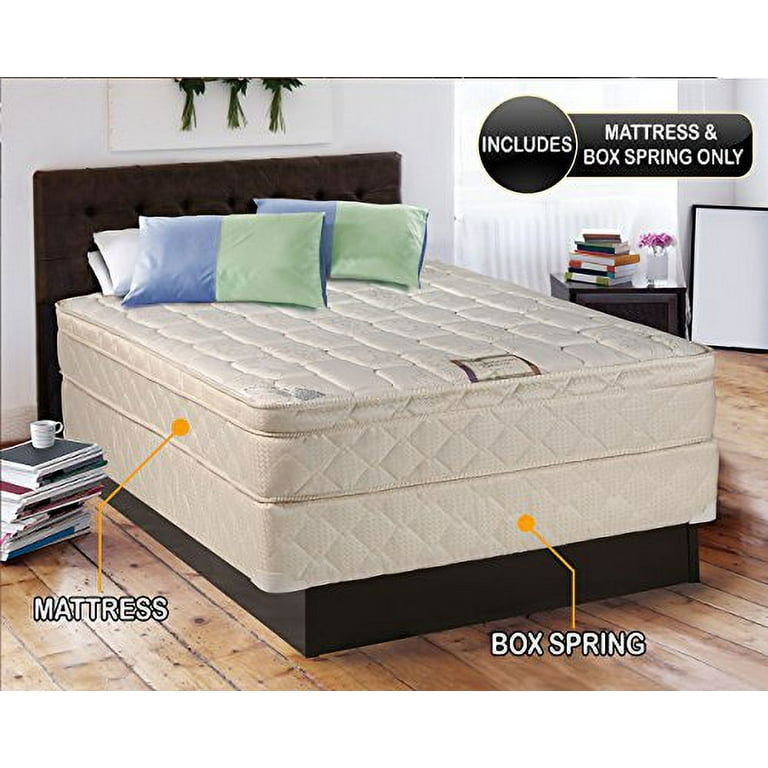 Dream Solutions USA Queen Pillowtop Mattress and Box Spring Set Dreamy Collection Medium Firm 10 Euro Top Walmart