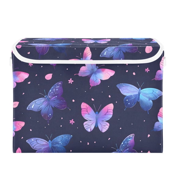 Dreamy Color Butterflies Foldable Storage Bin with Lid and Handle Collapsible Storage Box 16.5 x 12.6 x 11.8 inches