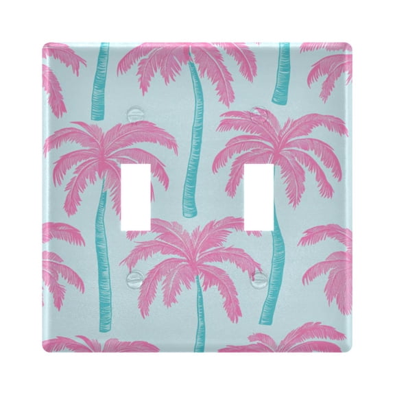 Dreamy Color Palm Trees Light Switch Cover Electrical Outlet Cover Replaceable Wall Plates 2-Gang