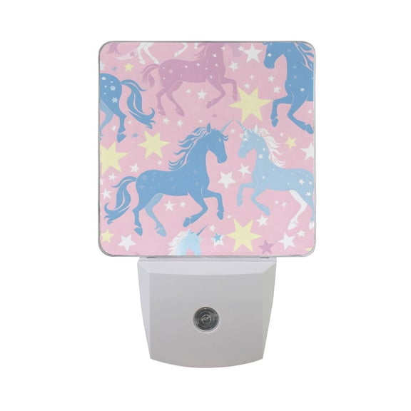 Dreamy Color Unicorns Stars LED Night Light with Smart Sensor Plug Into Wall Dusk to Dawn 2 packs