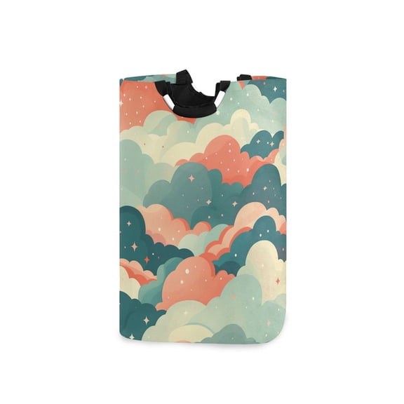 Dreamy Colorful Clouds Laundry Basket with Handles Foldable Laundry Hamper Freestanding Washing Bin 50L