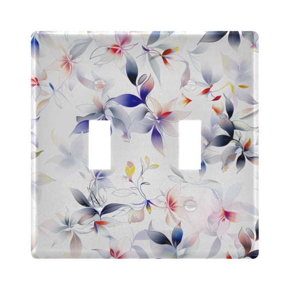 Dreamy Colorful Flower Pattern Light Switch Cover Electrical Outlet Cover Replaceable Wall Plates 2-Gang