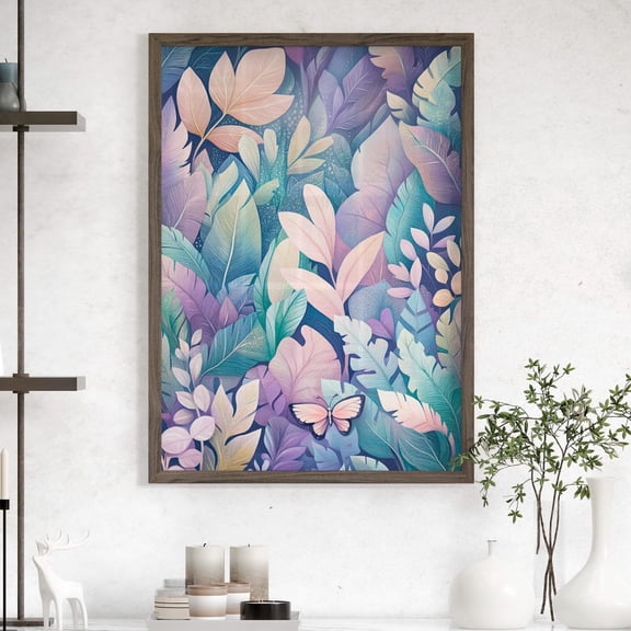 Dreamy Colorful Foliage Wall Art, Whimsical Scandinavian Nature Decor, Unframed Paper Print Size 8x12