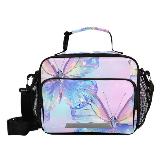 Dreamy Crystal-like Butterflies Insulated Lunch Bag Portable Cooler Bag Mommy Bag Large Capacity 6L
