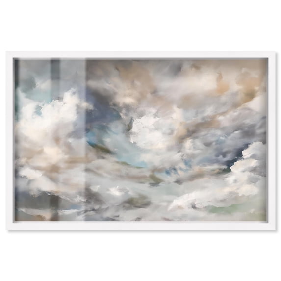 Dreamy Cumulus Shadowbox Print Abstract Decor by Art Remedy, White Frame, 30 x 20