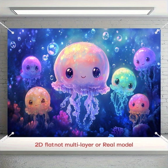 Dreamy Cute Jellyfish Baby Shower Backdrop Under the Sea Birthday Photography Background Colorful Jellyfish Newborn Shower Birthday Party Decorations Banner Supplies Photo Booth Props