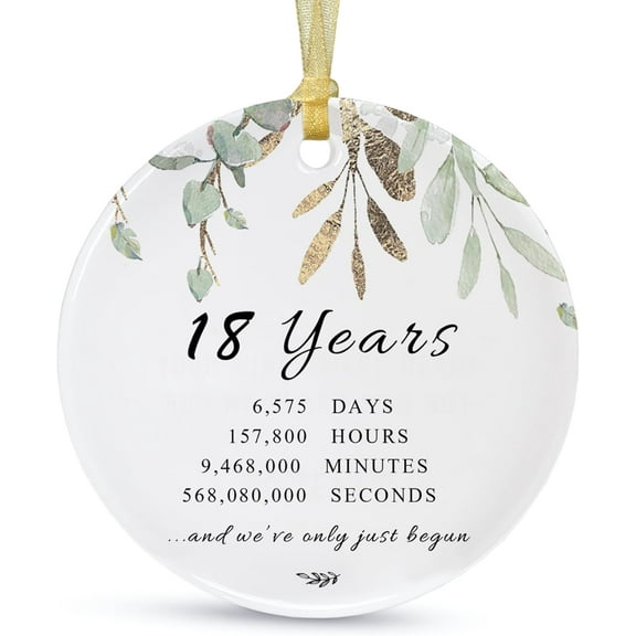 The Dreamy Den 18Th Anniversary Wedding Ornament Gift 2025,18 Years Married As Mr And Mrs Christmas Hanging Ornament,Ceramic Xmas Wedding Ornament Present For 18Th Husband&Wife, 1PC