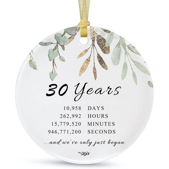 The Dreamy Den 30 Years Anniversary Ornament 2025 Hanging,30Th For Couple Parents Gifts,30 Years Christmas Ceramic Ornament For Decoration Home Weddings, 1PC