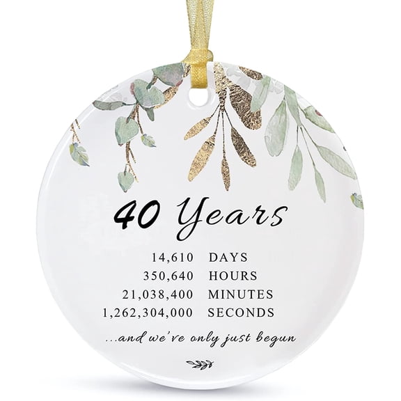 The Dreamy Den 40Th Anniversary Wedding Ornament 2025 Hanging For Couple,40 Years As Mr And Mrs,Wedding Gift For Parent,Ceramic Ornament For 40Th Husband&Wife Married, 1PC