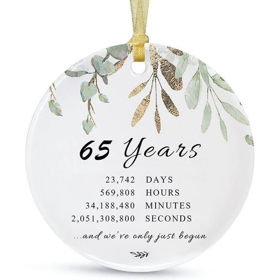 The Dreamy Den 65Th Anniversary Wedding Ornament 2025 Hanging For Couple,65 Years As Mr And Mrs,Wedding Gift For Parent,Ceramic Ornament For 65Th Husband&Wife Married, 1PC