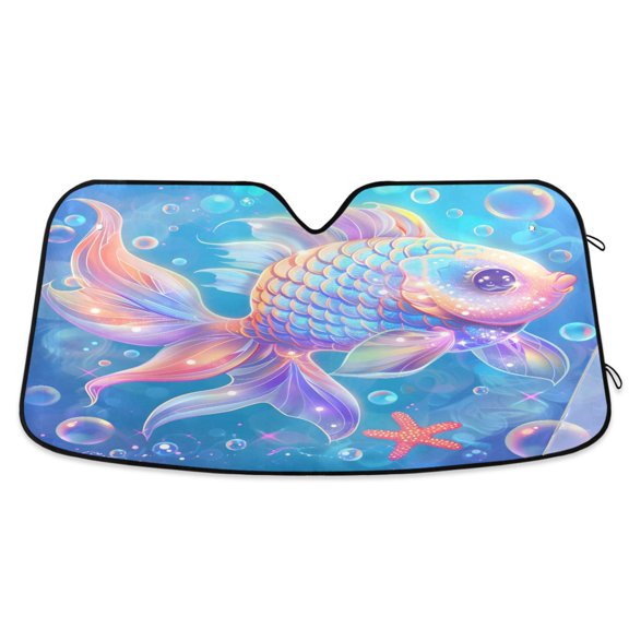 Dreamy Fish and Bubble Car Windshield Sun Shade Foldable Car Front Window Visor Heat and UV Protection 53x23.5