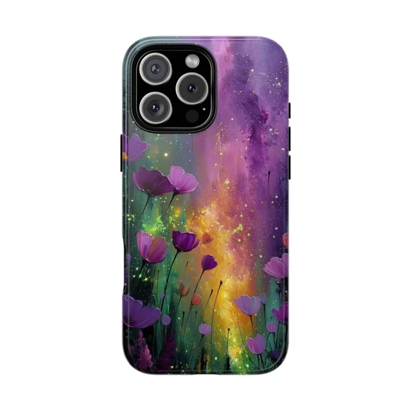 Dreamy Floral Galaxy Artistic Painting Case for iPhone 17 to 11 Pro Max