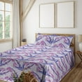 thumbnail image 1 of Ambesonne Dreamy Floral Fitted & Flat Sheet with Sham 3 Pcs Set, Leafy Tulip Pattern, Twin XL, Pale Fuchsia Indigo, 1 of 5