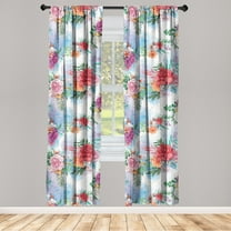 Dreamy Floral Window Curtains, Colorful Design Fantasy Aura Flowers Vintage with Leafy Ornaments, Lightweight Decor 2-Panel Set with Rod Pocket, Pair of - 28"x63", Dark Coral Multicolor, by Ambesonne