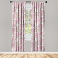 thumbnail image 1 of Dreamy Floral Window Curtains, Monochrome Grungy Back with Flowers Pattern and Leaves Greenery Art, Lightweight Decor 2-Panel Set with Rod Pocket, Pair of - 28"x84", Pale Pink Pale Green, by Ambesonne, 1 of 3