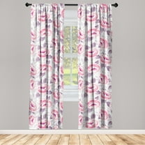 Dreamy Floral Window Curtains, Vintage Flowers Boho with Soft Colors on Leafy Design Back Print, Lightweight Decor 2-Panel Set with Rod Pocket, Pair of - 28"x63", Pastel Pink Grey Pink, by Ambesonne