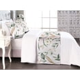 thumbnail image 1 of Dreamy Flowers Bed Runner Set, Japanese Themed Falling Leafy Branches and Romantic Floral Art, Decorative Bedding Scarf & 2 Pillow Shams for Hotels Homes, King, Soft Pink Peacock Green, by Ambesonne, 1 of 3