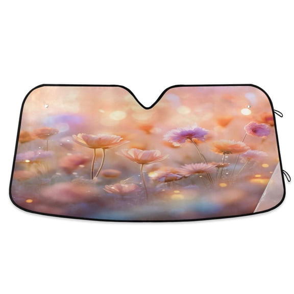 Dreamy Flowers Car Windshield Sun Shade Foldable Car Front Window Visor Heat and UV Protection 57x31.5
