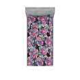 thumbnail image 1 of Dreamy Flowers Fitted Sheet & Pillow Sham Set, Fantasy Themed Blooming Floral Pattern Botany Feels Artwork, Decorative Printed 2 Piece Bedding Decor, Twinxl, Pale Fuchsia Seafoam Rose, by Ambesonne, 1 of 2