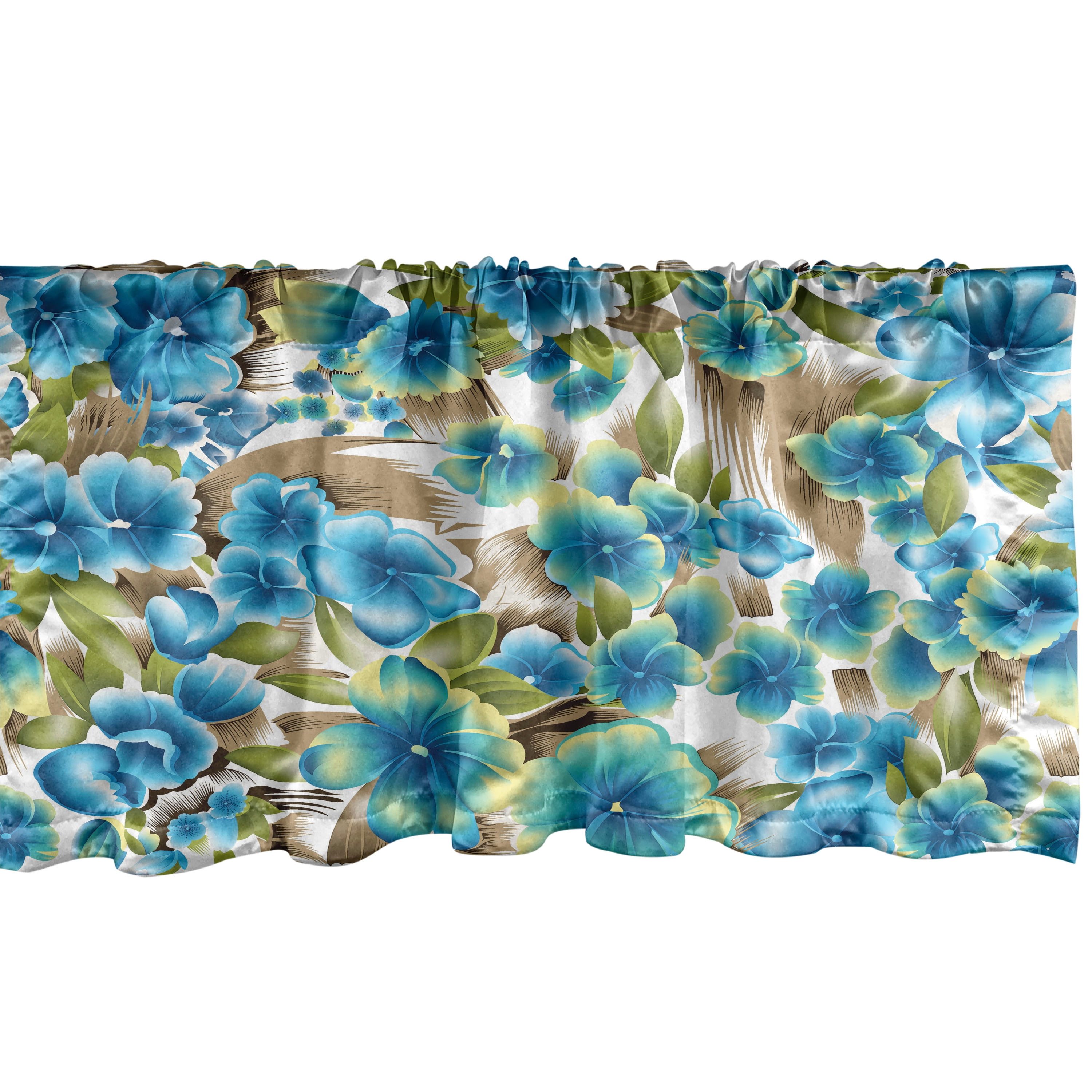 Dreamy Flowers Window Valance, Fantasy Feel Colors Floral Boho Pattern ...