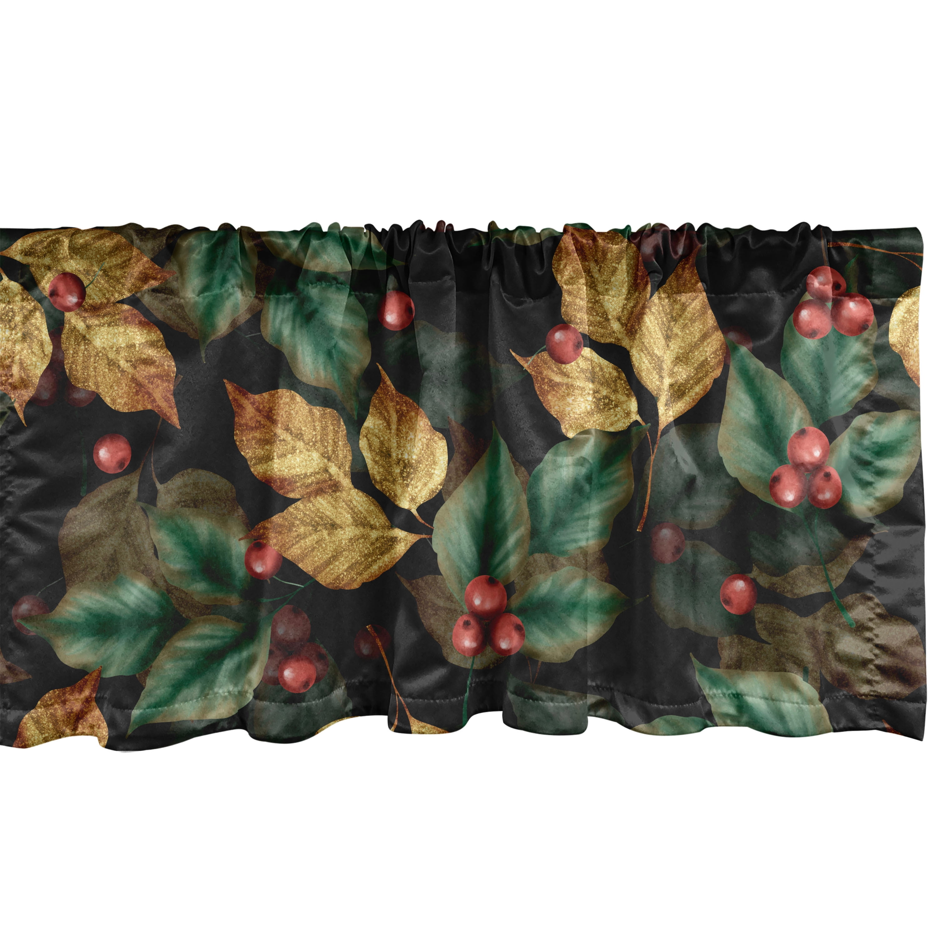 Dreamy Forest Window Valance, Leafy Scene with Berry Ornaments Fantasy ...