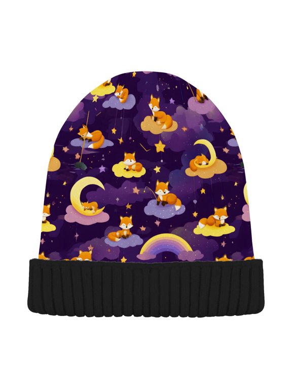 Dreamy Fox Beanie Hat Unisex Warm Winter Hat Cap For Women Men Winter Running