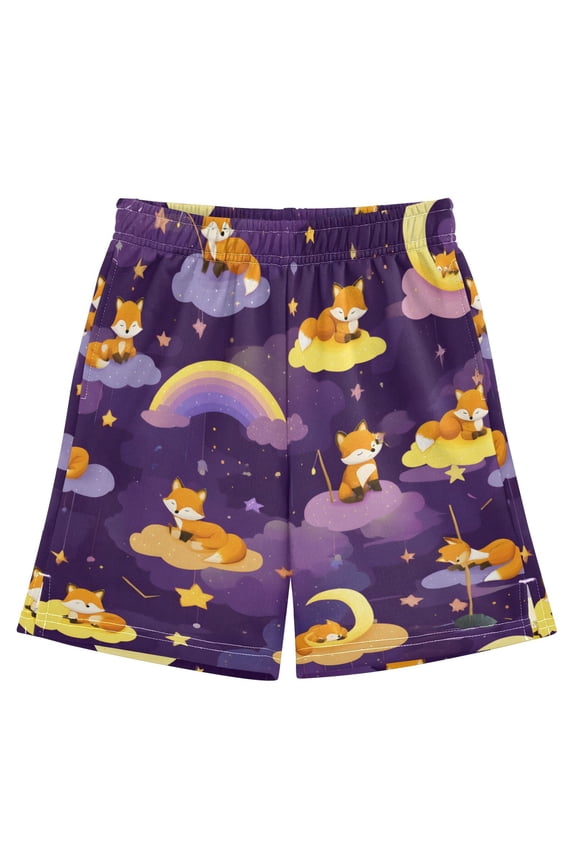 Dreamy Fox Pattern Athletic Shorts Breathable with Comfort Fit Drawstring Casual Sweatshorts X-Small