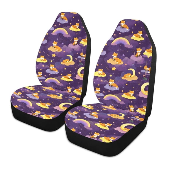 Dreamy Fox Pattern Car Seat Covers Front Seats Universal Fit for Sedan SUV Truck Van