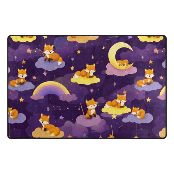 Dreamy Fox Pattern Memory Foam Area Rug 31"x20" Non Slip, Absorbent, Fade Proof for Living Room, Bedroom, Office