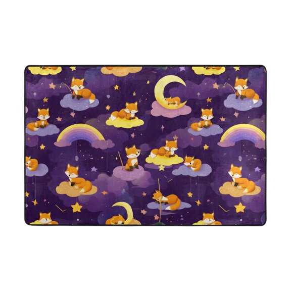 Dreamy Fox Pattern Rug 72x48in Memory Foam Absorbent Non Slip Plush for Living Room Office Bedroom