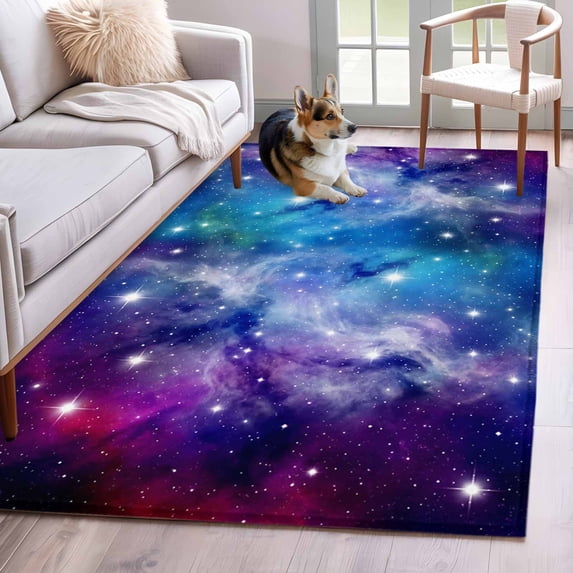 Dreamy Galaxy Area Rugs 3x5 ft Universe Starry Sky Shine Stars Colorful Modern Washable Rug Non Slip Indoor Carpet Absorbent Floor Mat for Living Room Bedroom Dining Room