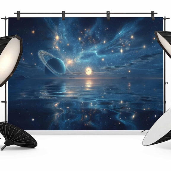 Dreamy Galaxy Planet Photography Backdrop 7x5FT, Starry Sky Mysterious Natural Sea Photo Backdrops, Background for Photography Studio Photo Studio Background, Back Drop for Photoshoot