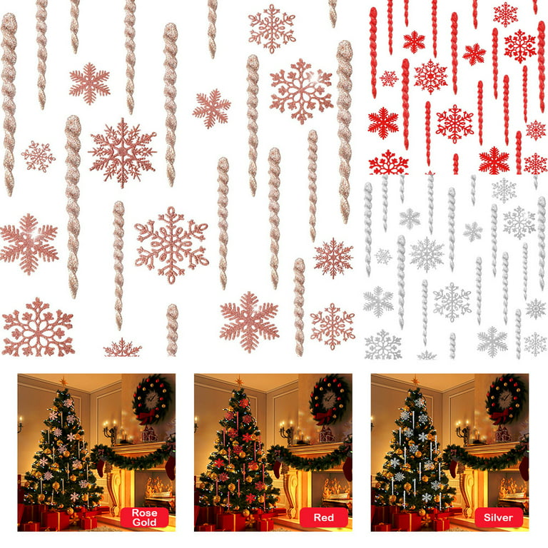 24-Piece Acrylic Christmas Snowflake Icicle Ornaments Set for Tree, Home,  Party Decor