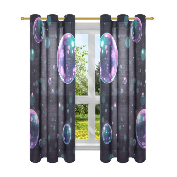 Dreamy Glowing Bubbles Semi Sheer Curtains for Living Room Bedroom Set of 2 Insulated Window Drapes
