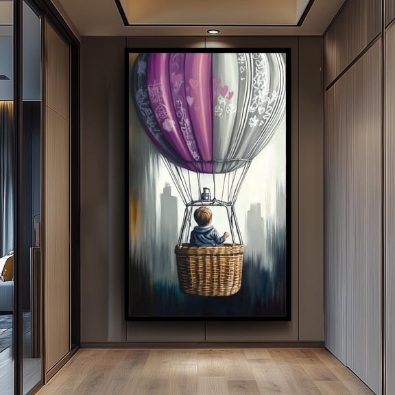 Dreamy Hot Air Balloon Print, Child Adventure Art, Unframed Paper Poster 8x10in