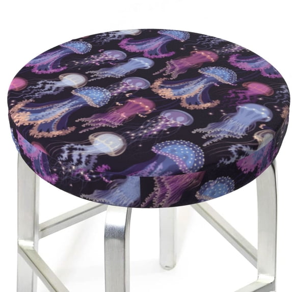 Dreamy Jellyfish Print Round Bar Stool Seat Covers, Elastic Round Chair Cover Stool Seat Slipcover Bar Stool Cushions Round Pad for 12-14 inch