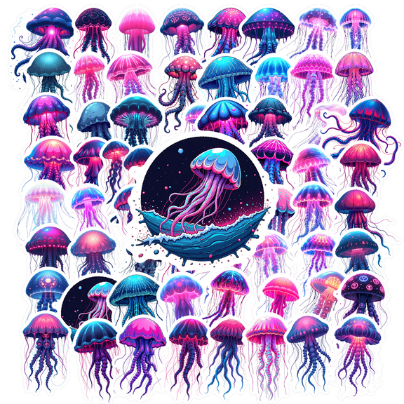 Dreamy Jellyfish Theme Stickers, Waterproof Jellyfish Theme Sticker for Water Bottle Laptop Phone Cases Planner Skateboard Luggage Helmet Party Favor Decor, Ideal for Adults Teens Teacher Rewards