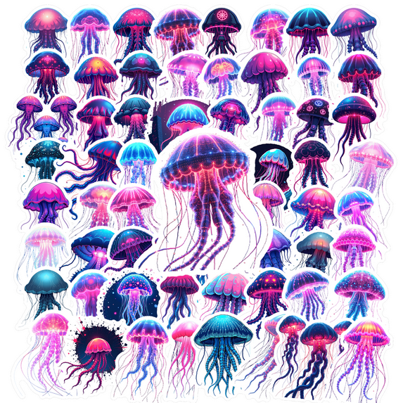Dreamy Jellyfish Theme Stickers, Waterproof Jellyfish Theme Sticker for Water Bottle Laptop Phone Cases Planner Skateboard Luggage Helmet Party Favor Decor, Ideal for Adults Teens Teacher Rewards