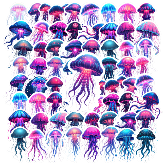 Dreamy Jellyfish Theme Stickers, Waterproof Jellyfish Theme Sticker for Water Bottle Laptop Phone Cases Planner Skateboard Luggage Helmet Party Favor Decor, Ideal for Adults Teens Teacher Rewards