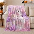 thumbnail image 1 of Dreamy Kitten Floral Portrait, Cozy Pet Portrait Pattern, Warm Flannel Blanket for Living Room and Bedroom with Detailed Artwork, Cat Lovers Just Because Gift, Pet Lover Home Decor, 1 of 9