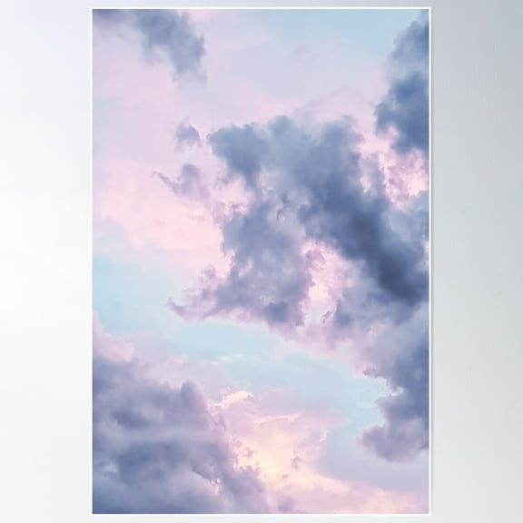 Dreamy Lavender Purple Clouds Poster Wall Art, Modern Wall Decor For Living Room Bedroom, 24x36 UNFRAMED