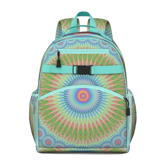 Dreamy Mandala Ornament Backpack For Student Spacious Adjustable Padded Straps Chest Strap Water-Resistant Durable School Backpack