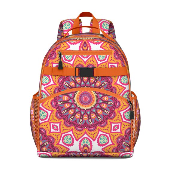Dreamy Mandala Ornament Student Backpack Adjustable Shoulder Straps Chest Strap Lightweight Durable School Backpack For Student And Students