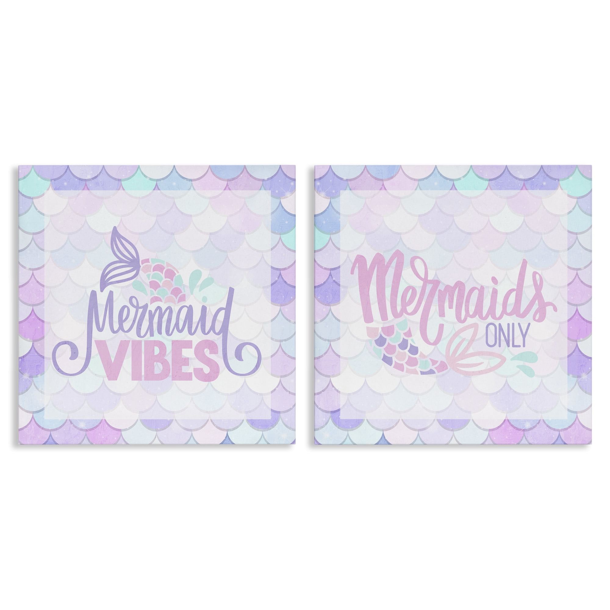 Dreamy Mermaid Phrases with Scales 2 Piece Canvas Wall Art Set, design by Kim Allen