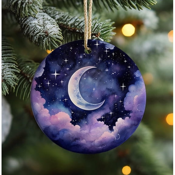 Dreamy Moon Ornament, Crescent Moon Gift, Christmas Tree Decoration, Night Sky Xmas Ornament, Celestial Dreams, Whimsical Holiday Decor