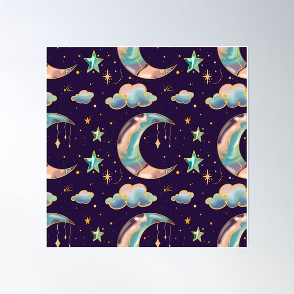 Dreamy Moon Poster Wall Art, Modern Wall Decor, 16x16 UNFRAMED