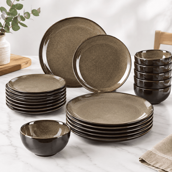 Dreamy Moonlight-Chestnut Ceramic Dinnerware Set Service for 8-24pcs