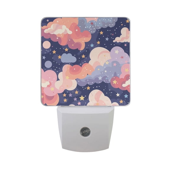 Dreamy Nebula Colorful Clouds Stars LED Night Light with Smart Sensor Plug Into Wall Dusk to Dawn 2 packs
